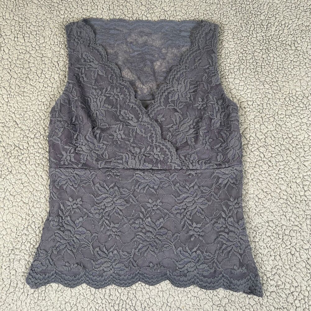 Carol Little Black Lace Sleeveless Stretch Top Size 8 Vintage Y2K